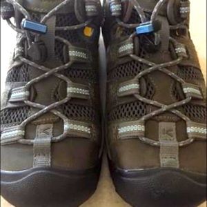 KEEN gray and blue steel toes